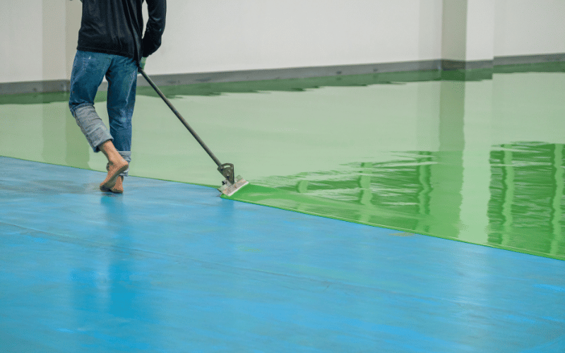 Denison-epoxy-floor-green-blue-primer